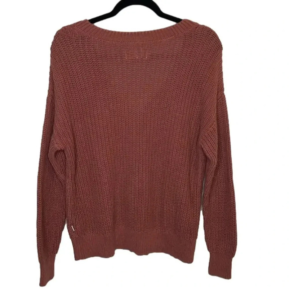 PINK By VS V Neck Chunky Knit Sweater Mauve Size M - Picture 3 of 7